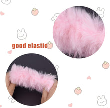 KINBOM 2Pcs Plush Faux Rabbit Fur Hair Ties, Fluffy Elastic Hair Scrunchies Ponytail Scrunchies Hair Accessories(Light Pink)