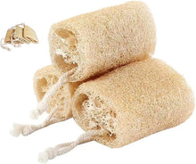 Natural Shower Loofah Sponge, Organic Loofah, Loofah Body Brush Natural Mesh Sponge Exfoliating Body Scruber for Removing Body Stains and Skin Deep Oil, Unclog Pores 3 pcs