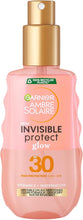 Garnier Ambre Solaire Invisible Protect Glow Transparent Sun Cream Spray SPF30, Quick Dry, High Sun Protection Factor 30, Water Resistant, Non Sticky Sunscreen, Watermelon, UVA & UVB Protection, 150ml