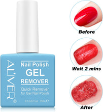 Gel Nail Polish Remover(15ML) - Professional Removes Nail Polish in 3-5 Minutes, Quickly & Easily, Not Hurt Nails with 1 PCS Cuticle Pusher + 1 PCS Nail Polish Scraper