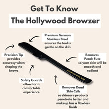 Hollywood Browzer Dermaplaning Face Blade for Woman (Protective Pouch Included) for Eyebrow Shaping, Removing Unwanted Hair and Dermaplaning Exfoliation Single Black