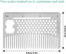 Metal Hair&Beard Comb - AhfuLife EDC Credit Card Size Comb Perfect for Wallet and Pocket - Anti-Static Dual Action Beard Comb (Stainless Steel CombMultifunctional)