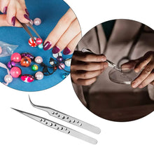 2 Pcs Pointed Tweezers Straight and Curve Tip Eyelash Extension Tweezers Stainless Steel Modelling Tweezers for Eyelashes Hair Jewelry Crafts and Medical
