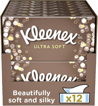 Kleenex Ultra Soft Facial Tissues - Pack of 12 Tissue Boxes - Our Softest Tissue - Supremely Soft And Silky Tissues Designed With Luxury In Mind