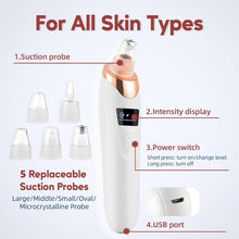 Foreverlily Pore Vacuum Blackhead Remover Vacuum Electric Pore Cleaner with 5 Probes & 3 Level and LED Display Blackhead Extractor for Face and Nose Includes Blackhead Remover Tool Kit