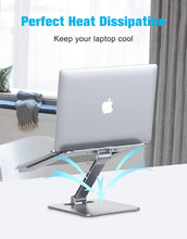 Babacom Laptop Stand Lap Desk, Ergonomic Foldable Computer Stand with Adjustable Height, Ventilated Aluminium Alloy Riser Compatible with MacBook Air, Pro, All 10-16" Laptops (Silver)