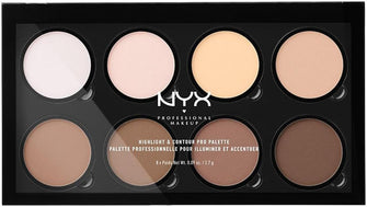 NYX Professional Makeup Highlight & Contour Pro Palette, Powder Contour Kit, Eight Blendable Matte and Pearly Shades