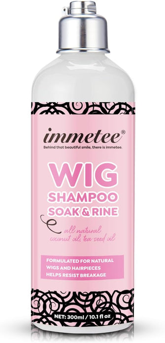 immetee 2 in 1 Shampoo & Conditioner for Wig, Soak & Rinse Wig Shampoo for Human and Synthetic Hair, Prolong Wig life. 300ml/10.1fl oz (For Natural Wigs)