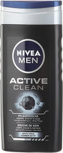 Nivea mens active clean body, face and hair shower gel, 6 pack (6x 250 ml)