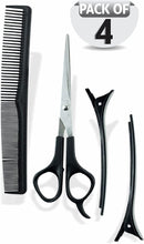 Hairdressing Set Professional Haircutting Tools Scissor Shear Hair Comb Clips Hairdresser Scissors Kit for Kids Men Women Salon Essentials 4 Piece Black