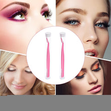 2pcs Eyelash Tweezers Set Stainless Steel Eyelash Extension Tweezers with Storage Box False Lash Application Tool for Girls Women Beginners Makeup Artists (Pink)