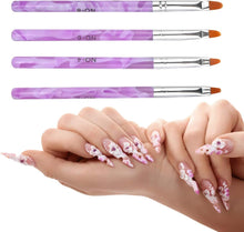 Jinlaili 7PCS Nail Art Brush Set, Purple Nail Art Tips Builder Brush, UV Gel Acrylic Nail Brush Nail Painting Brush Pen, Nail Art Design Painting Liner Pen Set, Acrylic Nail Brush Kit for Home Salon