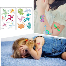 12 Pcs Dinosaur Kids Tattoos Glitter Fake Tattoo Sticker Party Decorations for Kids Boys Girls