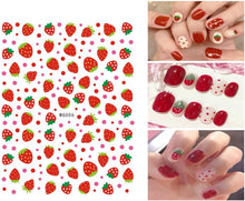 Cute Nail Stickers for Kids Little Girls 12 Sheets Self-Adhesive Nail Decals Christmas Flowers Leaves Animals Plants Fruits Nail Art Decoration for Woman