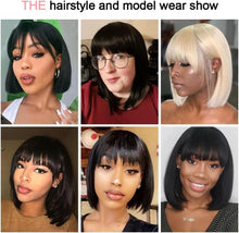 Kalyss Black Bob Wig with Fringe Straight Short Wigs for Women Synthetic Hair Wigs