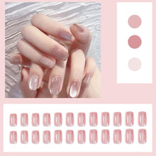 Fake Nails Press On Nails Pink Crystal Cat Eye Effect False Nails,24pcs Medium Length Removable Nail Tips Glossy Full Cover Stick On Nails With Jelly Gel For Women And Girls Festival