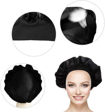 kuou 3 Pieces Silk Bonnet, Satin Bonnet Hair Bonnets Elastic Wide Band Night Sleep Bonnet Soft Satin Sleep Caps Hair Cap for Women Girl Sleeping Hair Care (Black,Leopard,Pink), 30 cm/11.8 inches