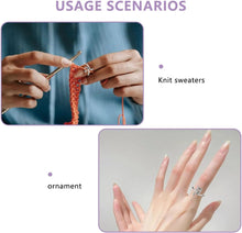 4pcs Knitting Crochet Loop Ring for Fingers, Knitting Ring Adjustable, Crochet Supplies for DIY Crafts, Braided Faster Knitting Thimbles Holders Accessories for Crochet Mother Grandma GiftsSilvery