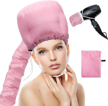 Hair Dryer Bonnet Attachment, Adjustable Bonnet Hood Hair Dryer Hat for Hand Held Hair Dryer, Hooded Hair Dryer Cap with Stretchable Grip and Extended Hose Length for Hair Care (Pink)