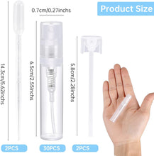 PEAKTOP 30 Sample Spray Bottles 3ML, Refillable Clear Perfume Bottle, Transparent Mini Spray Bottle, Portable Travel Perfume Bottles with Atomizer Pump and Dropper Pipette, for Liquid Makeup Tool