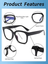 JM 3 Pack Oversized Reading Glasses for Women Square Blue Light Blocking Computer Readers Spring Hinge