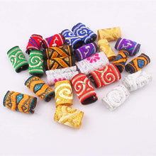 Lurrose 12pcs Dreadlock Beads Hair Cuffs Hollow Cloth Hair Braid Rings Ethnic Decorative Hair Accessories for Woman Man