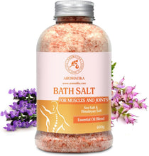 Joint & Muscle Bath Sea Salts 600g - w/Essential Oils Lavender & Sage & Rosemary - Natural Bath Sea Salts - Soothes Aching Tired Muscles - Detoxifies - Best for Bath - Relaxation - Body Care