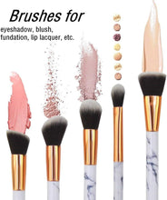 Make Up Brushes, SEPROFE 10 Pcs Marble Makeup Brush Set, Foundation Powder Blush Blending Eyeshadow Brushes Sets