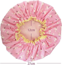 2 Pcs Shower Cap Elastic Band Waterproof Bath Caps Double Layers Reusable With Ruffled Edge Covering Ears for Girls and Women