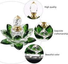 Lurrose Empty Crystal Perfume Bottles Crystal Lotus Flower Shaped Refillable Glass Perfume Bottle Feng Shui Home Decor