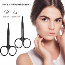 2pcs Stainless Steel Shaving Scissors Set with Pointed Scissors & Round Pointed Nose Hair Makeup Tools are Suitable for Men and Women to use at Home or in Salons and are Easy to Carry (Black)