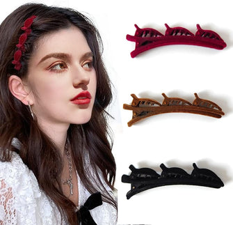 Braided Hair Clips Hair Accessories For Styling Lift Up Style Triple Hair Clip For Women and Girls (Style1-3Pcs)