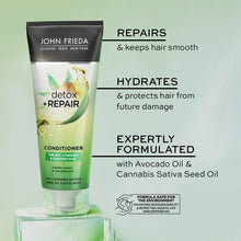 John Frieda Detox & Repair Conditioner 250 Ml, Hydrating And Smoothing Conditioner Dry, Stressed And Damaged Hair With Avocado Oil And Green Tea