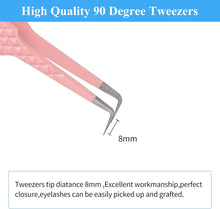 Lash Tweezers Professional Tweezer 90 Curved Angled Tips Precision Stainless Steel Tweezer Easy Fan Volume Lash Tweezers Supplies for Eyelash Extension Applications by GEMERRY (Pink)