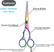 Glamified, Professional Hair Cutting Scissors, Barber Scissor, Hairdressing Scissors, Titanium Rainbow - 6.5 inch