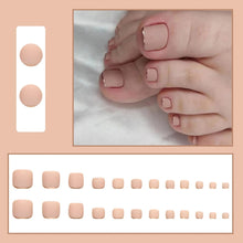 NICENEEDED 24 PCS Nude French Press on Toe Nails, Square Summer False Toenails, Short Matte Full Cover Artificial Fake Toe Nail Reusable Acrylic Nails for Women Girls Foot Decoration