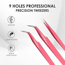 Eyelash Tweezers 3 Pieces Pink Lash Tweezers Set,Lash Tweezers for Eyelash Extensions,Ladies Girls Stainless Steel Metal Eyelash Tweezers False Lash Application Tool