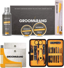 Groomarang 20pc Male Grooming Kit  All in One Mens Gift Set  Includes Beard Shaping Comb, Manicure Kit, Shaving Cream Gift For Him & More!