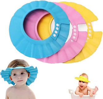 Baby Shower Cap, Shienus Adjustable Waterproof Bath Cap Visor Hat Shower Bathing Protection Soft Cap for Children Baby Kids Set of 3(Pink, Blue, Yellow)