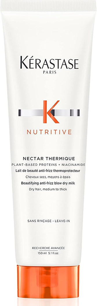 Krastase Nutritive Nectar Thermique, Anti-Frizz Blow-Dry Milk for Dry Medium to Thick Hair with Ni