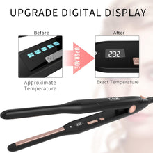 K&K Upgrade Pencil Straighteners Mini Straight and Curler Hair Straightener Thin Ceramic Floating Plate Auto Shut Off Flat Iron for Women Short Hair Men Beard 0.3 Inch