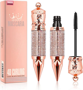 Eyelash Mascara Waterproof & Long Lasting, 4D silk Fiber Lash Mascara Volume and Length Eye Makeup Sparkling Diamond Mascara