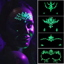 5 Pcs Face Gems Glow In The Dark - Halloween Face Stickers Set Festival Accessories Face Gems Glow For Rave Festival Party