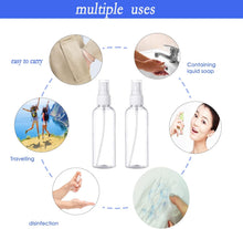 Jeanssar Spray Bottles, 5pcs 60ml Small Empty Fine Mist Plastic Travel Atomiser Bottle Set, Clear Refillable Liquid Containers with 1pcs Funnels and 1 Sheet Labels for Make-up Cosmetic and Liquid