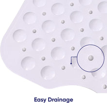 MOONLIGHT20015 Shower Bath Mat Non Slip Anti Mould & Mildew with Strong Suction Cups Grip and Drain Holes Soft Rubber Shower Mats - PVC Bathroom Mat Machine Washable (100x40cm, White)