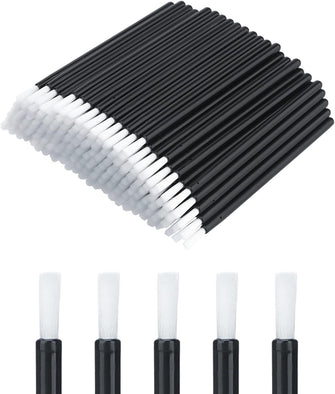 GCQQ 50PCS Disposable Lip Brushes, Black Lipstick Applicator Brushes, Soft Lip Wands for Lipgloss Applicator, PYO Cookie Paint Brush and Disposable Nail Brushes(Black)