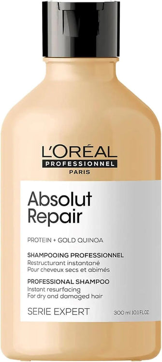 LOral Professionnel  Shampoo, With Protein And Gold Quinoa for Dry And Damaged Hair, Serie Expert Absolut Repair