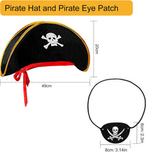 Jc.upin Pirate Accessories Set,Pirate Hat,Pirate Eye Patch,Halloween Pirate Captain Dress Up Set for Pirates of the Caribbean Party,Halloween Party Supplies Pirate Costume for Kids Boys Girls Adults