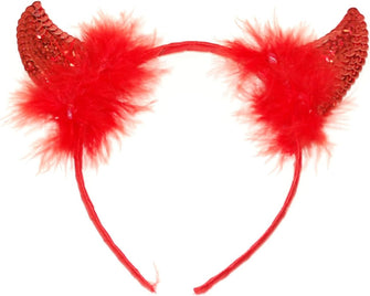 Fun pair of red sequin Devils horns on head band, Alice band , Great Hen nights, fancy dress.