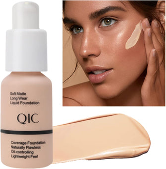 Full Coverage Foundation,Matte Oil Control Concealer Liquid Foundation 30ml Flawless Cream Smooth Long Lasting 24HR, Foundation for Mature Skin,Lightweight Feel,Waterproof and Transfer-Proof